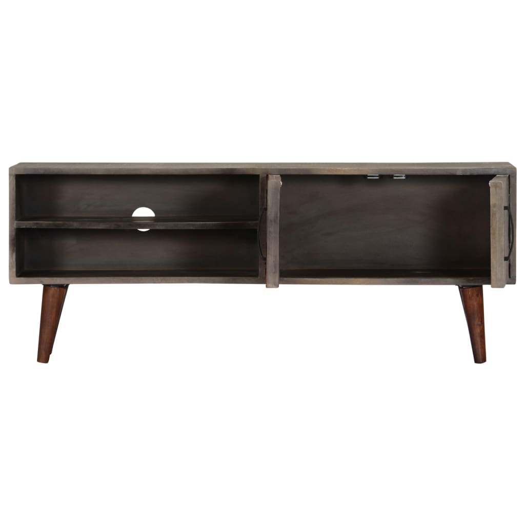vidaXL Szafka pod TV, szara, 130x30x46 cm, lite surowe drewno mango
