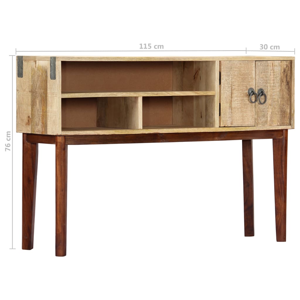 vidaXL Stolik konsola, 115x30x76 cm, lite surowe drewno mango