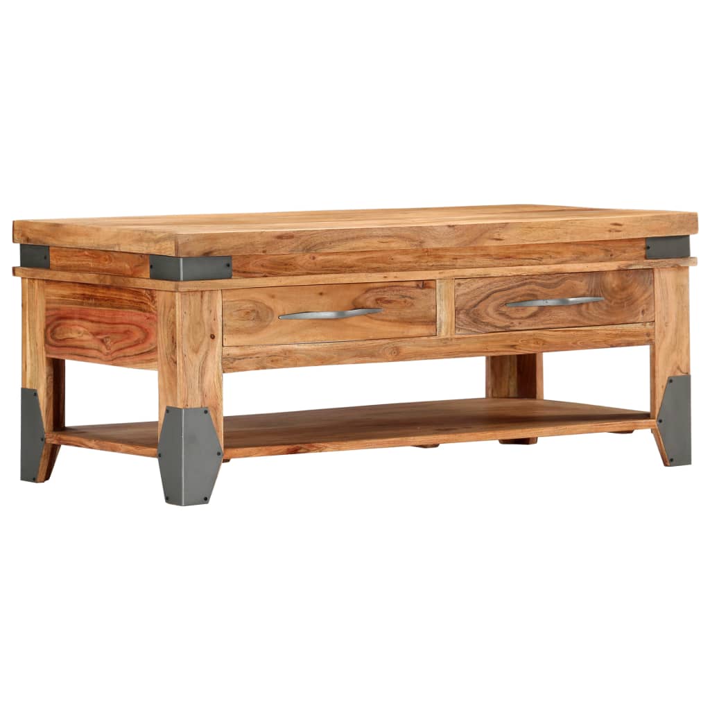 vidaXL Stolik kawowy, 110 x 52 x 45 cm, lite drewno akacjowe