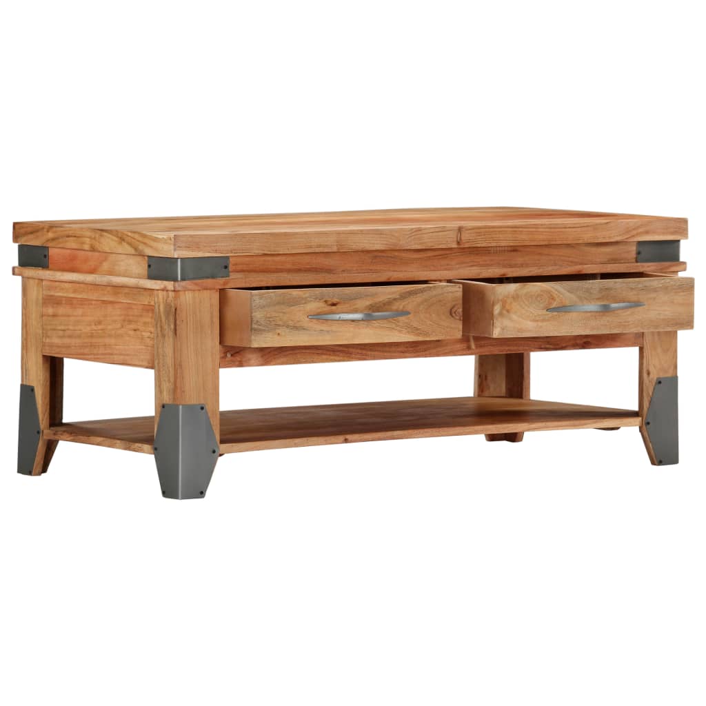 vidaXL Stolik kawowy, 110 x 52 x 45 cm, lite drewno akacjowe