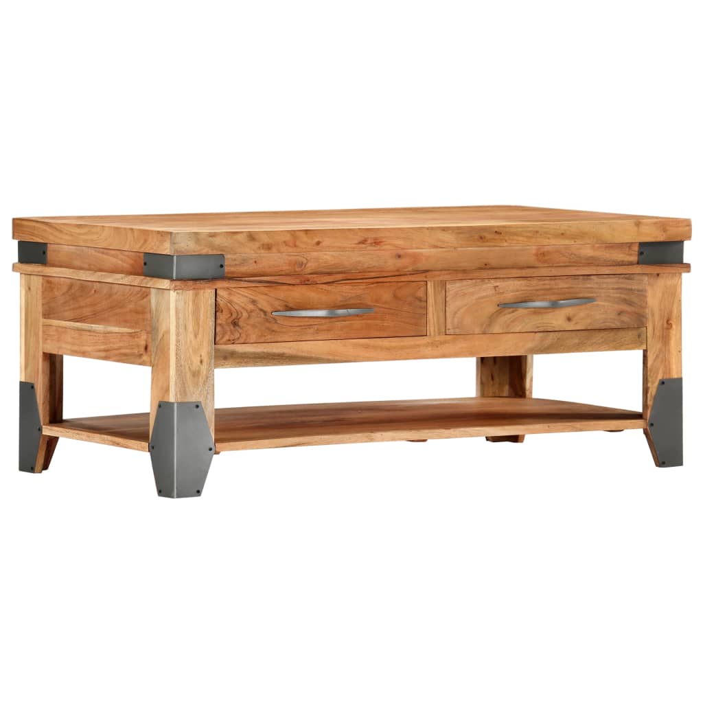 vidaXL Stolik kawowy, 110 x 52 x 45 cm, lite drewno akacjowe