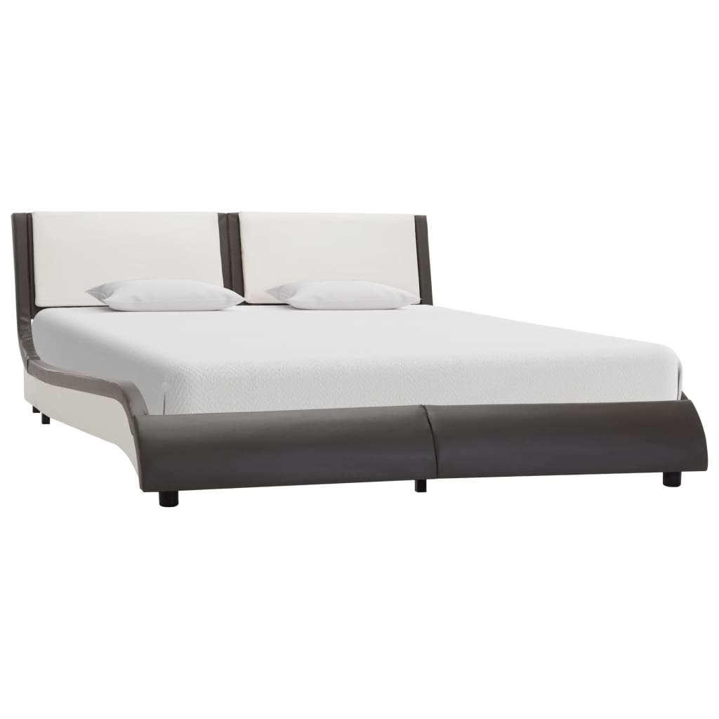 vidaXL Rama łóżka z oświetleniem LED bez materaca, szaro-biała, 120x190 cm