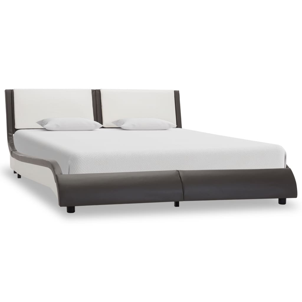 vidaXL Rama łóżka z oświetleniem LED bez materaca, szaro-biała, 120x190 cm