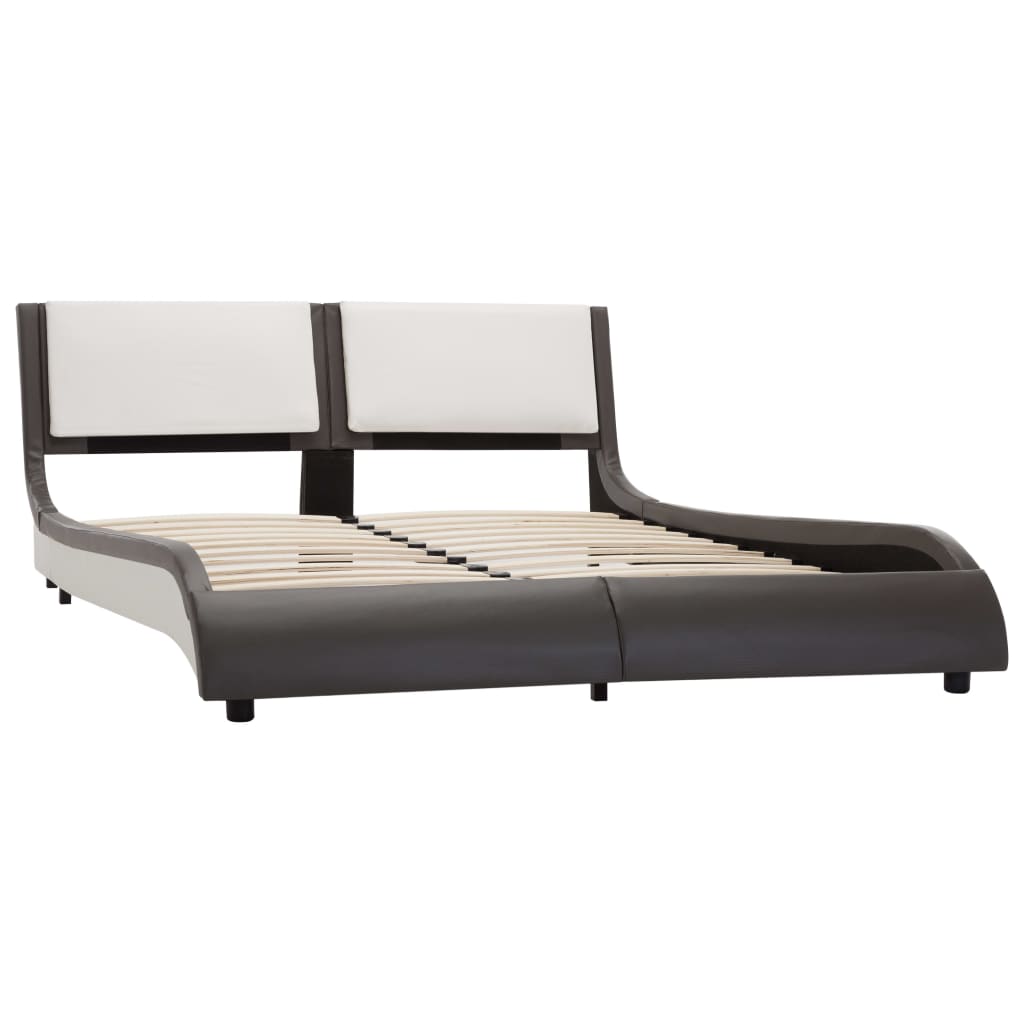 vidaXL Rama łóżka z oświetleniem LED bez materaca, szaro-biała, 120x190 cm