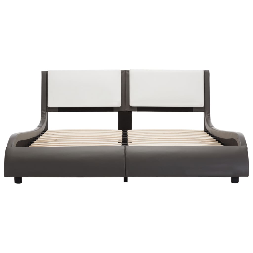 vidaXL Rama łóżka z oświetleniem LED bez materaca, szaro-biała, 120x190 cm