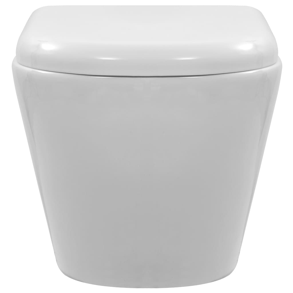 vidaXL Wisząca toaleta bez kołnierza, ceramiczna, biała