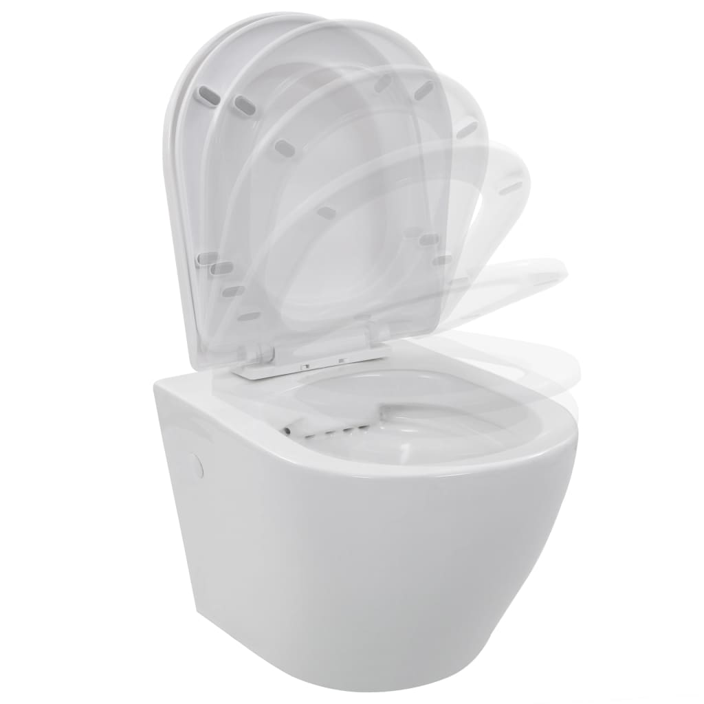 vidaXL Wisząca toaleta bez kołnierza, ceramiczna, biała