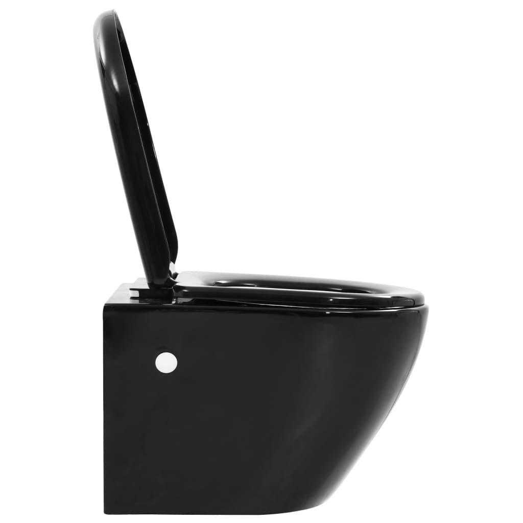 vidaXL Wisząca toaleta bez kołnierza, ceramiczna, czarna