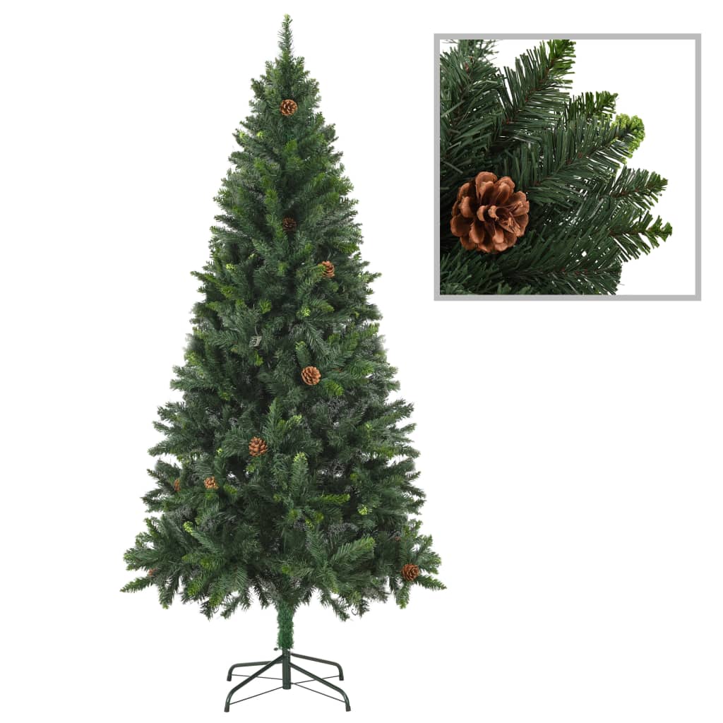 vidaXL Sztuczna choinka z szyszkami, zielona, 180 cm
