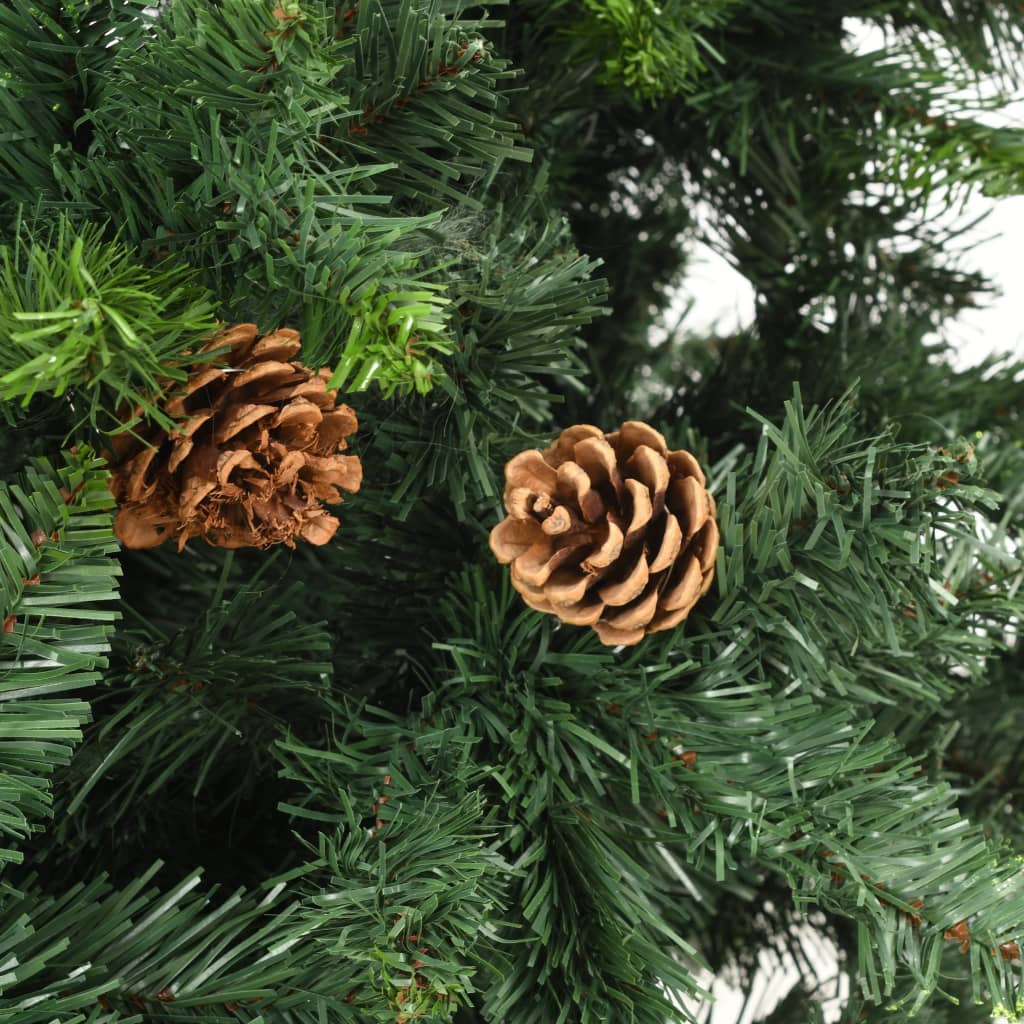 vidaXL Sztuczna choinka z szyszkami, zielona, 210 cm
