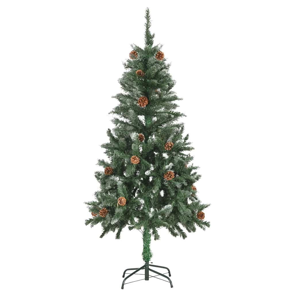 vidaXL Sztuczna choinka z szyszkami i białym brokatem, 150 cm