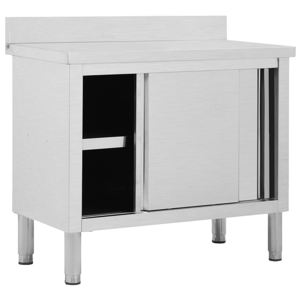 vidaXL Stół roboczy, przesuwne drzwi, 100x50x(95-97) cm, stal