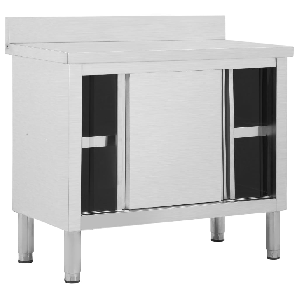 vidaXL Stół roboczy, przesuwne drzwi, 100x50x(95-97) cm, stal
