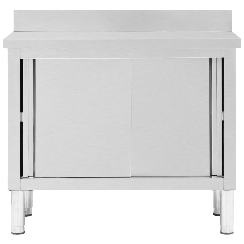 vidaXL Stół roboczy, przesuwne drzwi, 100x50x(95-97) cm, stal