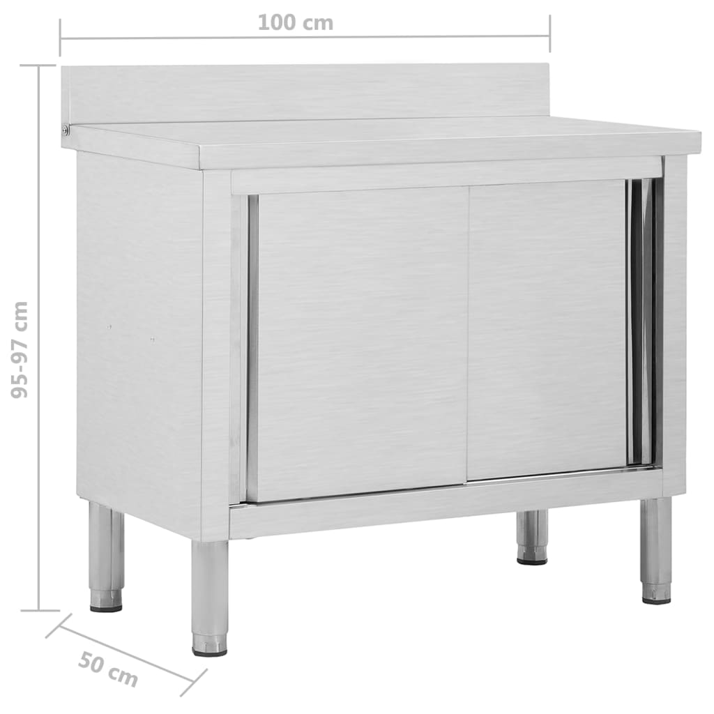 vidaXL Stół roboczy, przesuwne drzwi, 100x50x(95-97) cm, stal