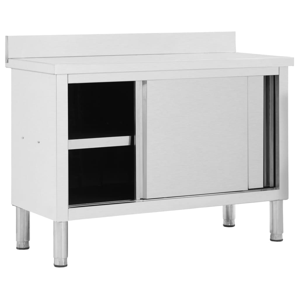 vidaXL Stół roboczy, przesuwne drzwi, 120x50x(95-97) cm, stal