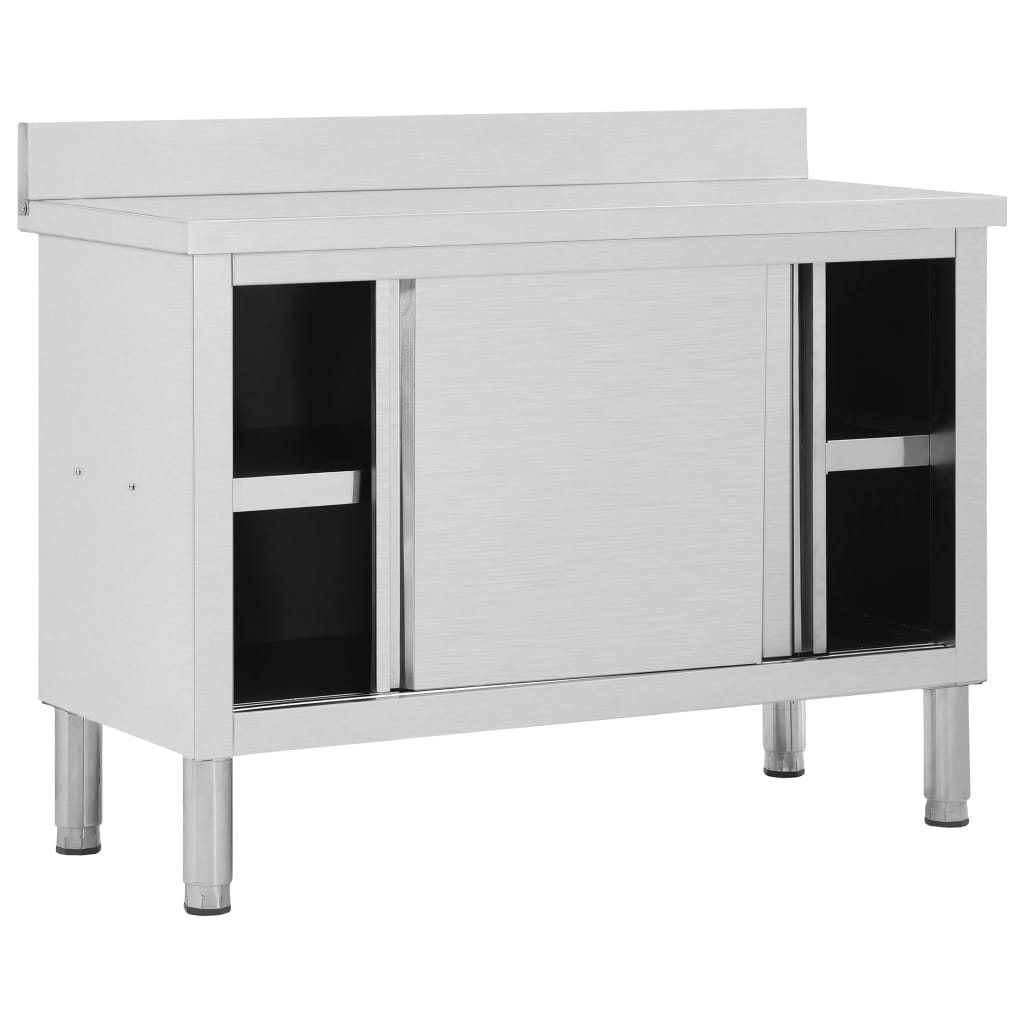 vidaXL Stół roboczy, przesuwne drzwi, 120x50x(95-97) cm, stal