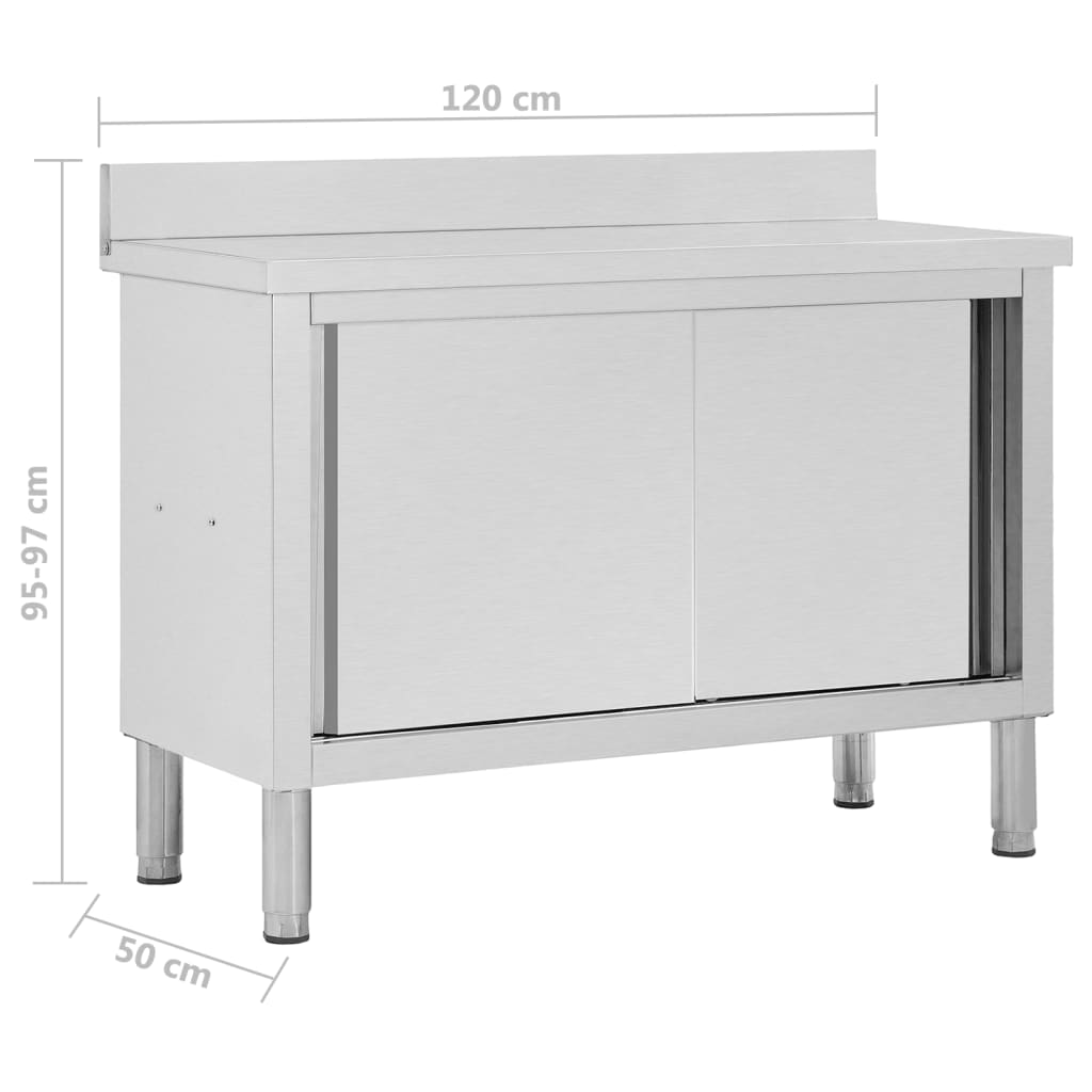 vidaXL Stół roboczy, przesuwne drzwi, 120x50x(95-97) cm, stal
