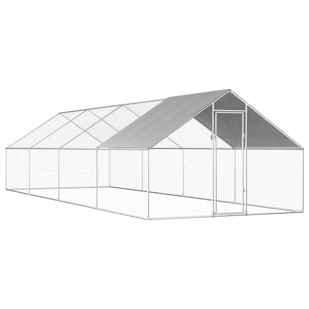 vidaXL Klatka zewnętrzna dla kurcząt, 2,75x8x1,92 m, stal galwanizowana