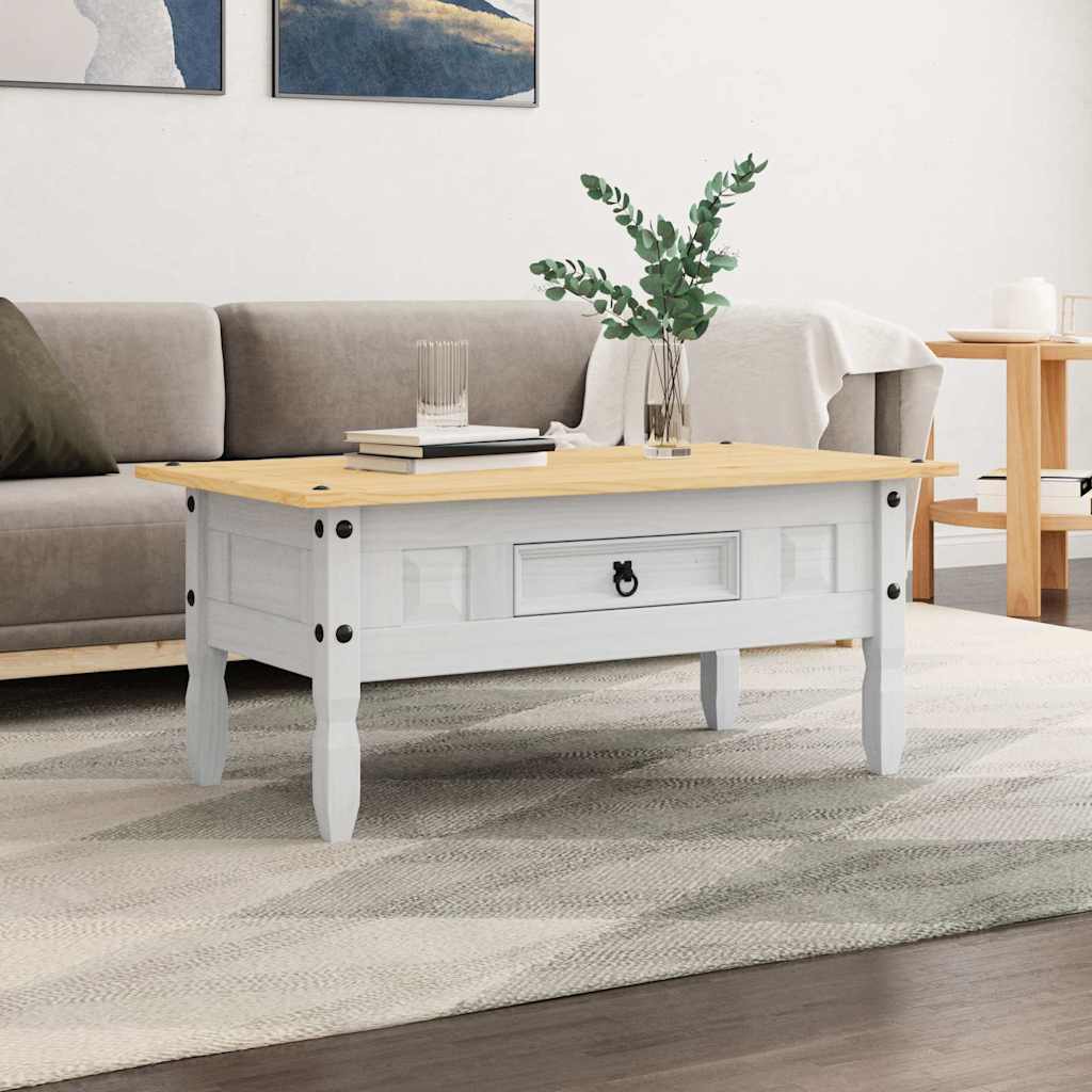vidaXL Stolik sosnowy w meksykańskim stylu Corona, biały, 100x55x44 cm