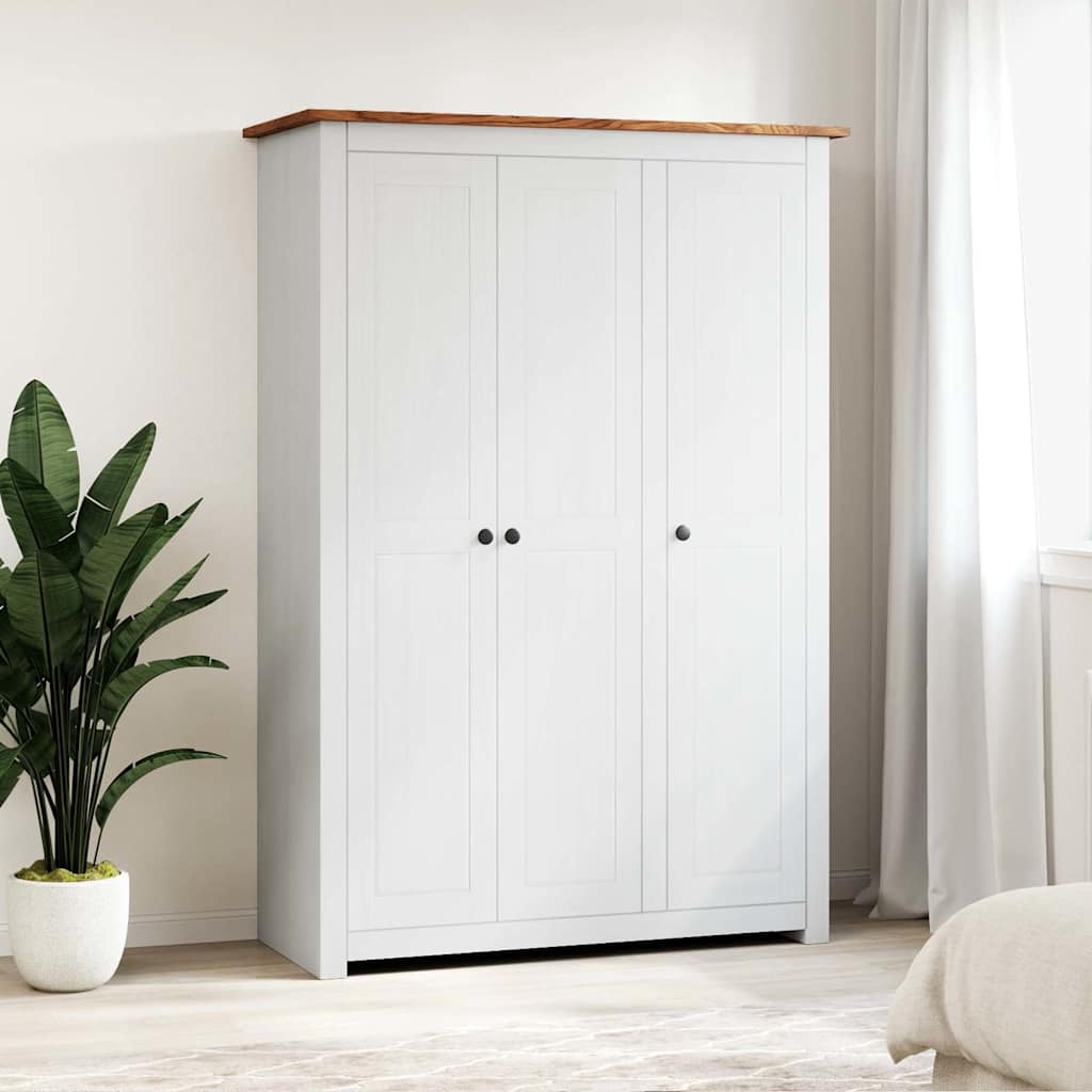 vidaXL Szafa trzydrzwiowa, biała, 118x50x171,5 cm, sosna, seria Panama