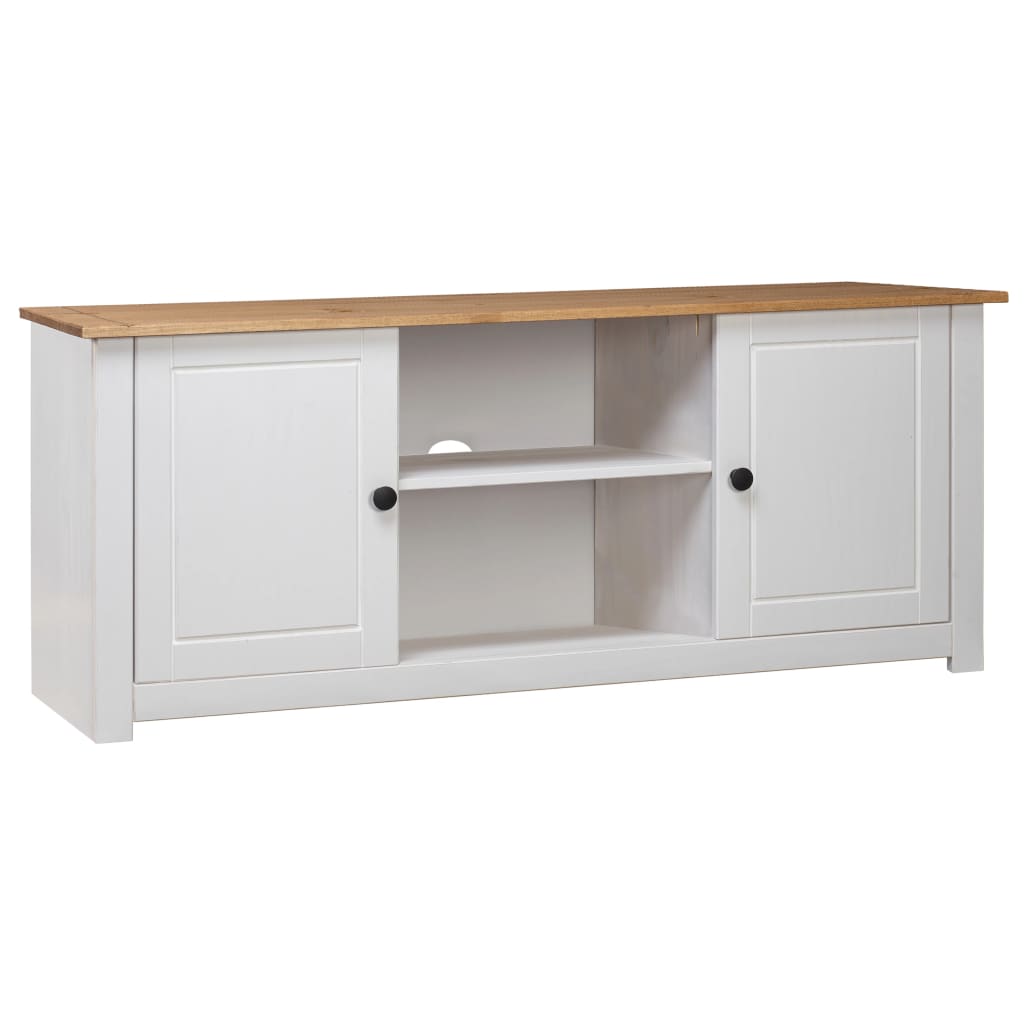 vidaXL Szafka pod TV, biała, 120x40x50 cm, lita sosna, seria Panama