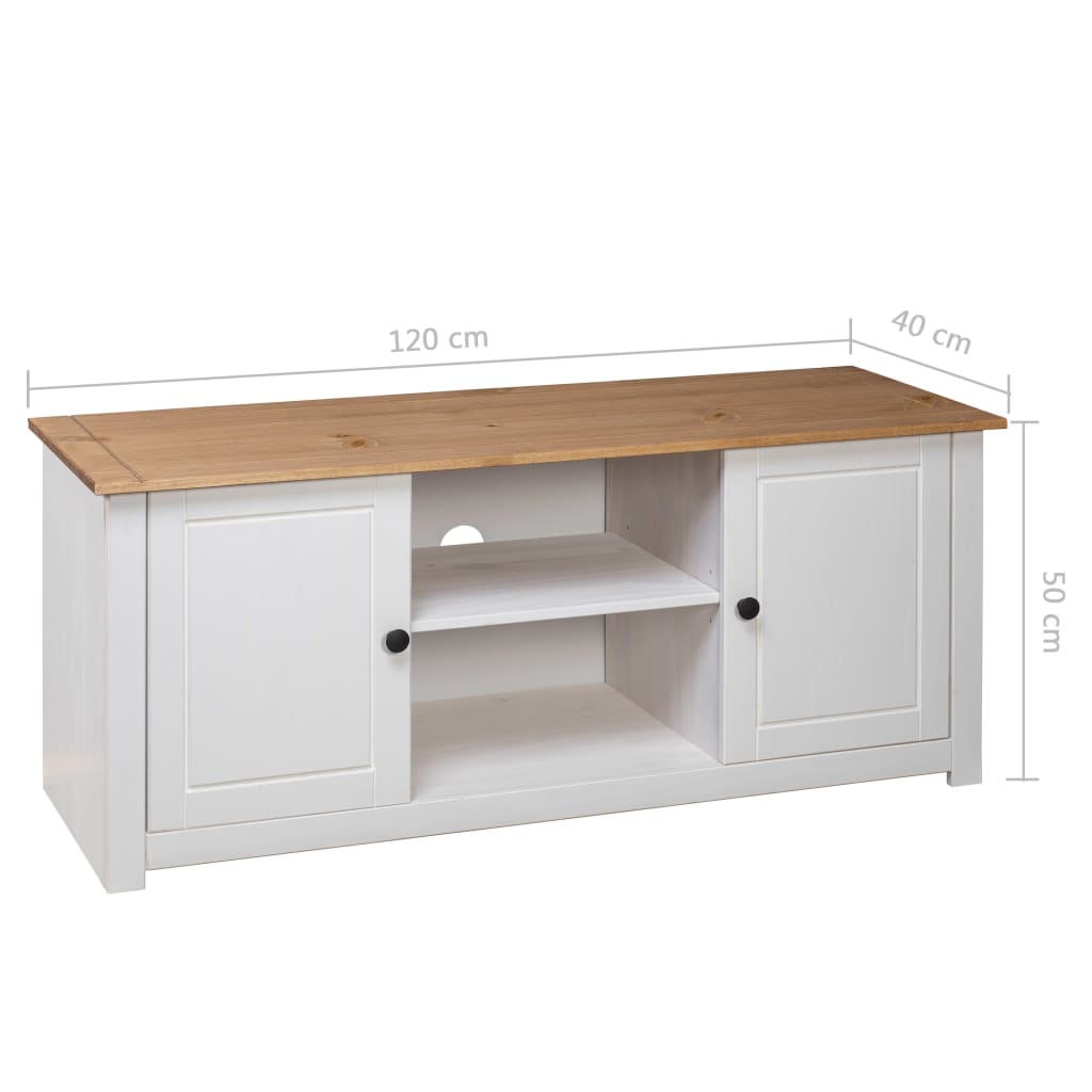 vidaXL Szafka pod TV, biała, 120x40x50 cm, lita sosna, seria Panama