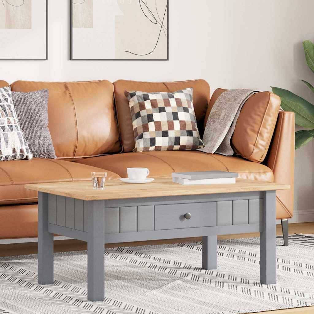vidaXL Stolik kawowy, szary, 100x60x43,5 cm, lita sosna, seria Panama