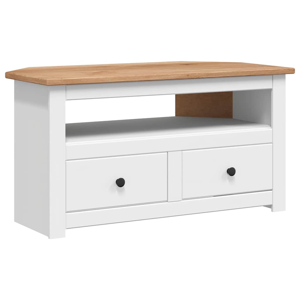 vidaXL Narożna szafka pod TV, biała, 93x49x49 cm, sosna, seria Panama