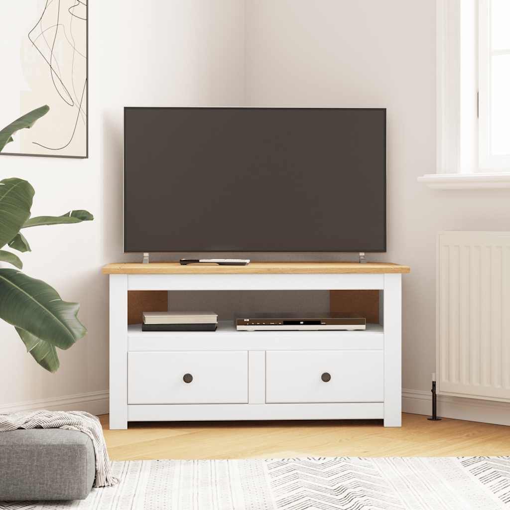 vidaXL Narożna szafka pod TV, biała, 93x49x49 cm, sosna, seria Panama