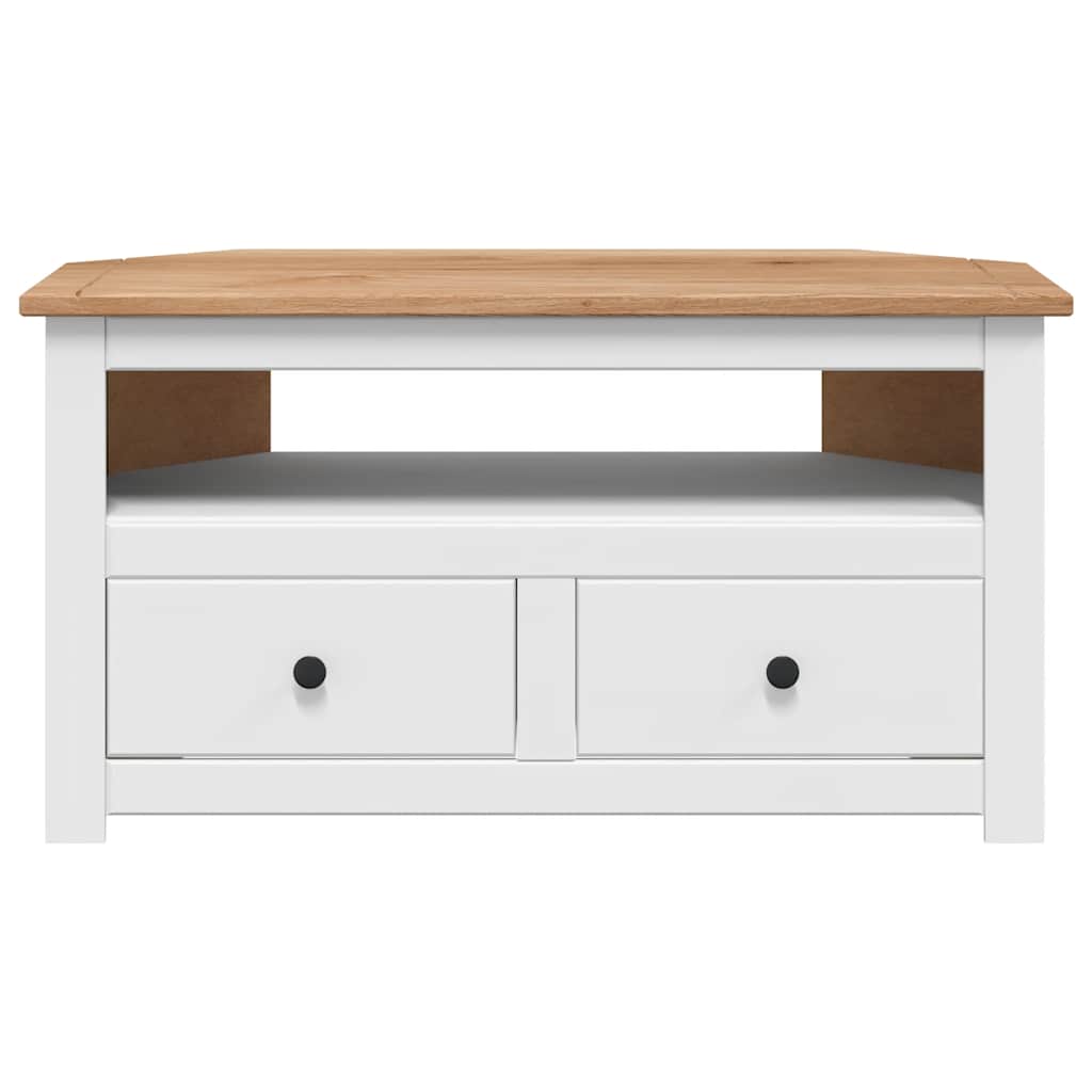 vidaXL Narożna szafka pod TV, biała, 93x49x49 cm, sosna, seria Panama