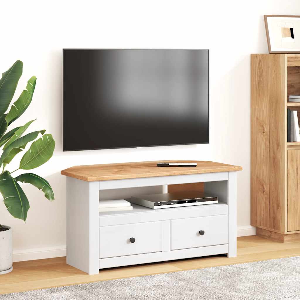 vidaXL Narożna szafka pod TV, biała, 93x49x49 cm, sosna, seria Panama