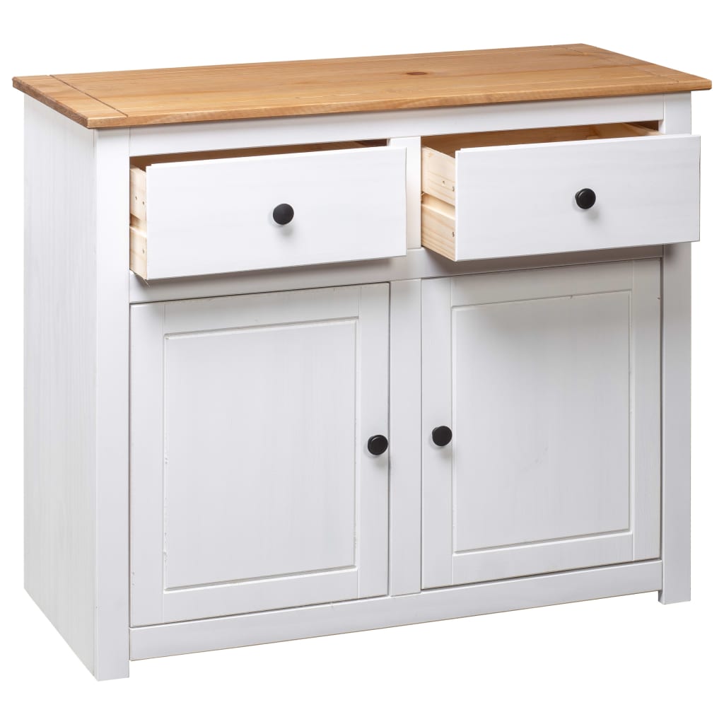 vidaXL Szafka, biała, 93x40x80 cm, lite drewno sosnowe, seria Panama