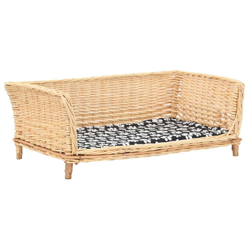 vidaXL Kosz dla psa z poduszką, 90x54x35 cm, naturalna wiklina