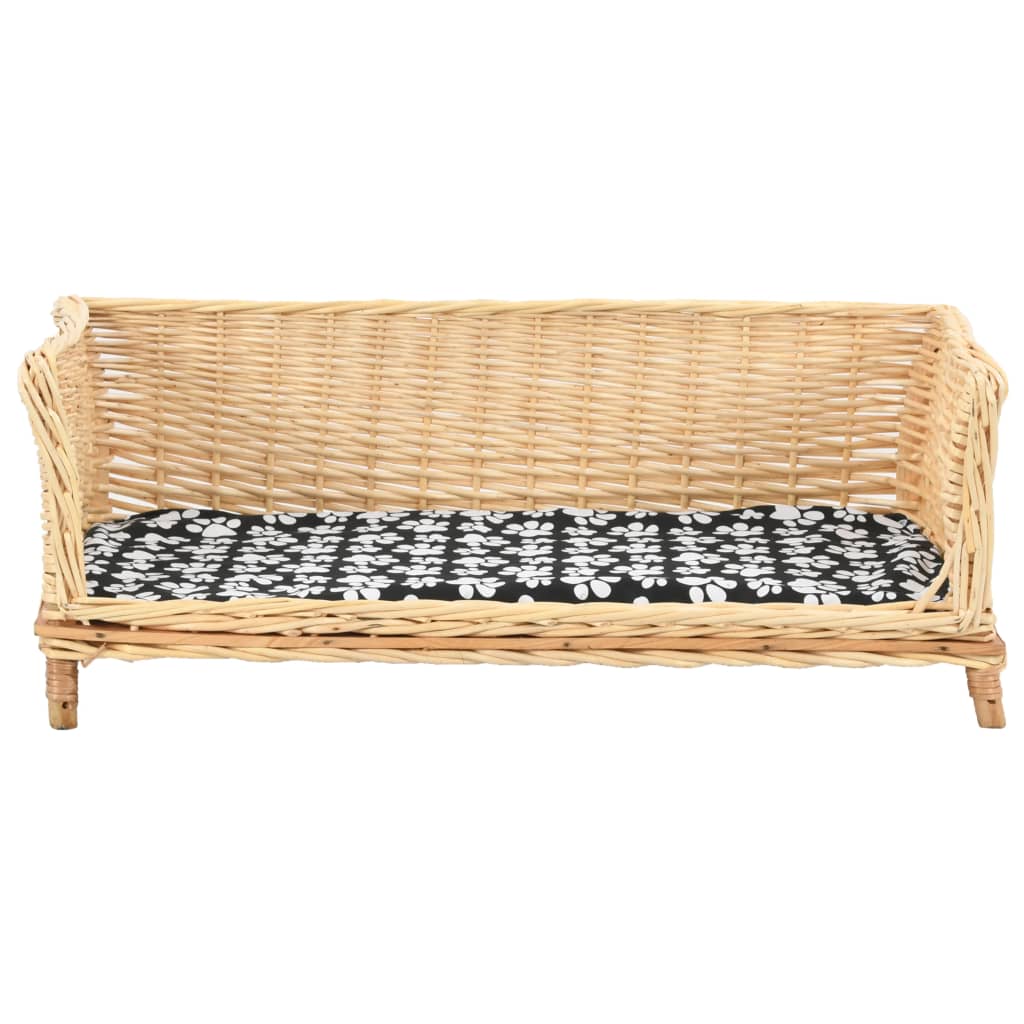 vidaXL Kosz dla psa z poduszką, 90x54x35 cm, naturalna wiklina