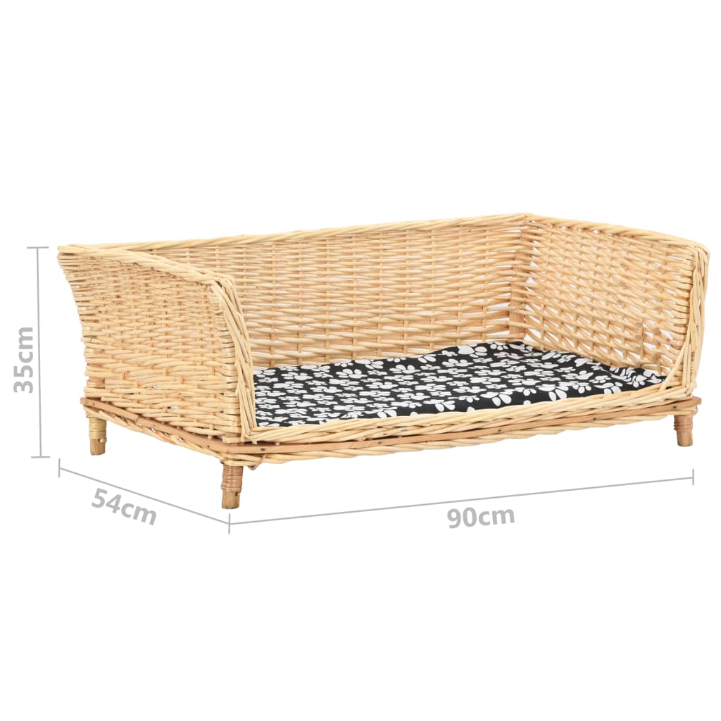 vidaXL Kosz dla psa z poduszką, 90x54x35 cm, naturalna wiklina
