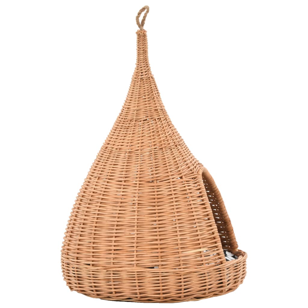 vidaXL Domek dla kota z poduszką, 40x60 cm, naturalna wiklina, tipi