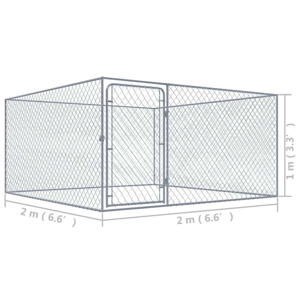vidaXL Kojec dla psa z galwanizowanej stali, 2 x 2 x 1 m