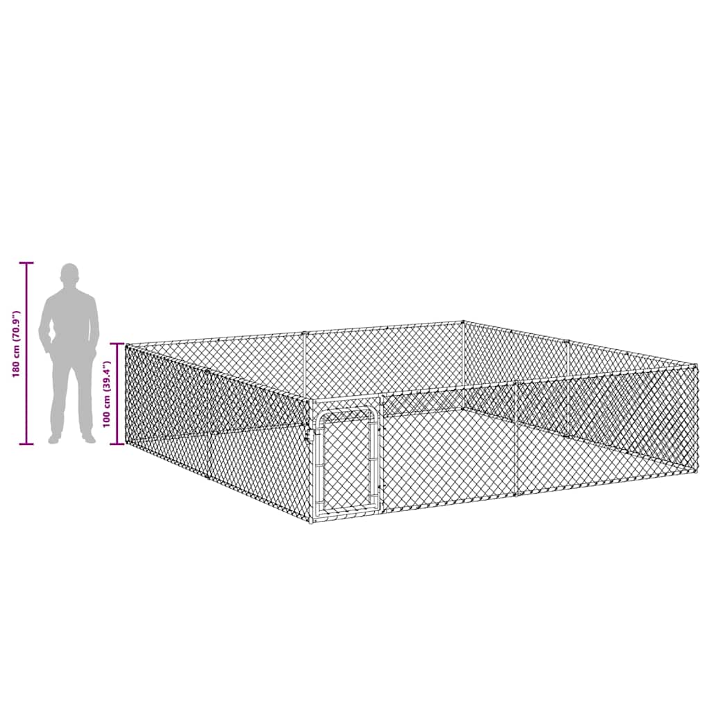 vidaXL Kojec dla psa, galwanizowana stal, 4 x 4 x 1 m