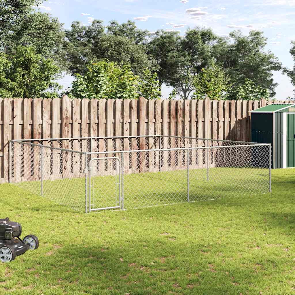 vidaXL Kojec dla psa, galwanizowana stal, 4 x 4 x 1 m