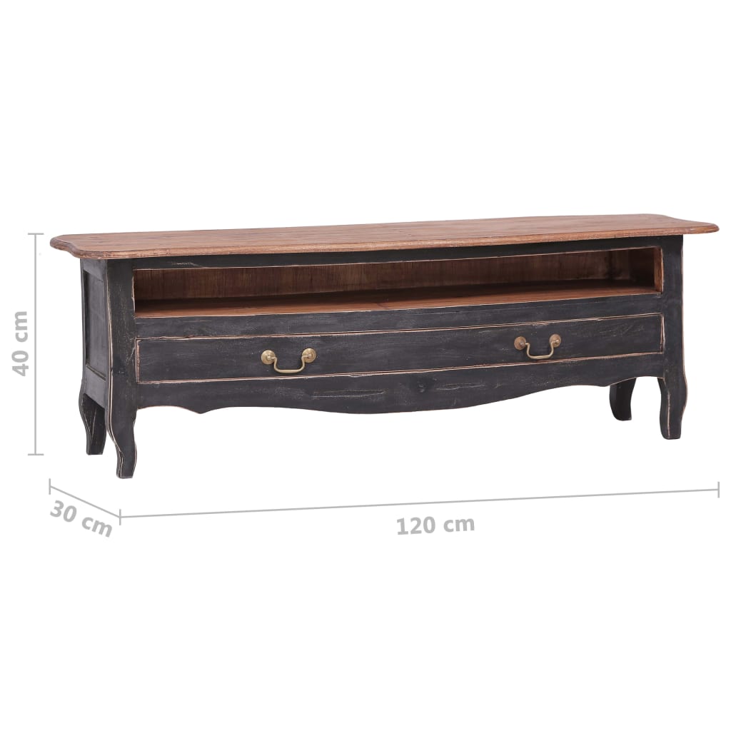vidaXL Szafka pod TV, 120x30x40 cm, czarna, lity mahoń