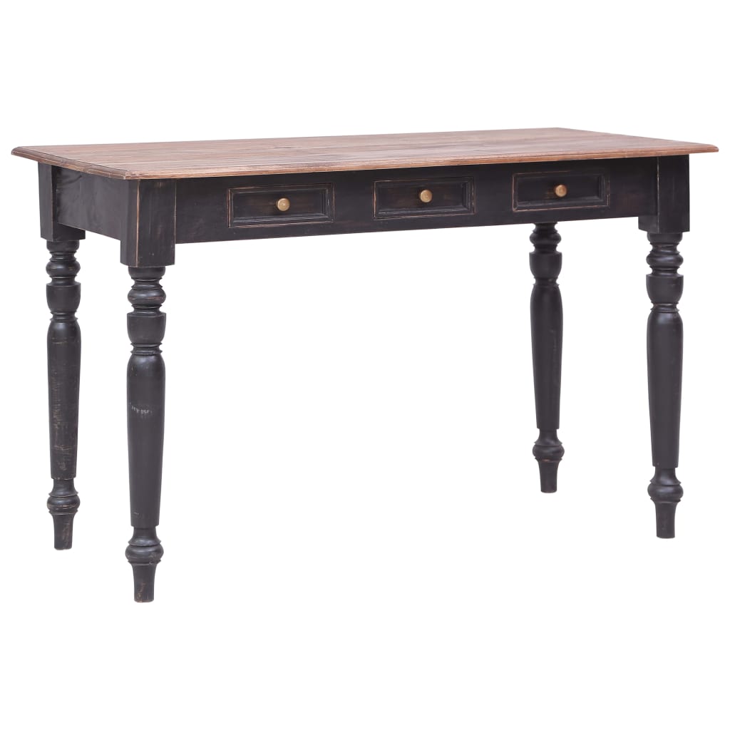 vidaXL Biurko z 3 szufladami, 117 x 57 x 75 cm, lite drewno mahoniowe