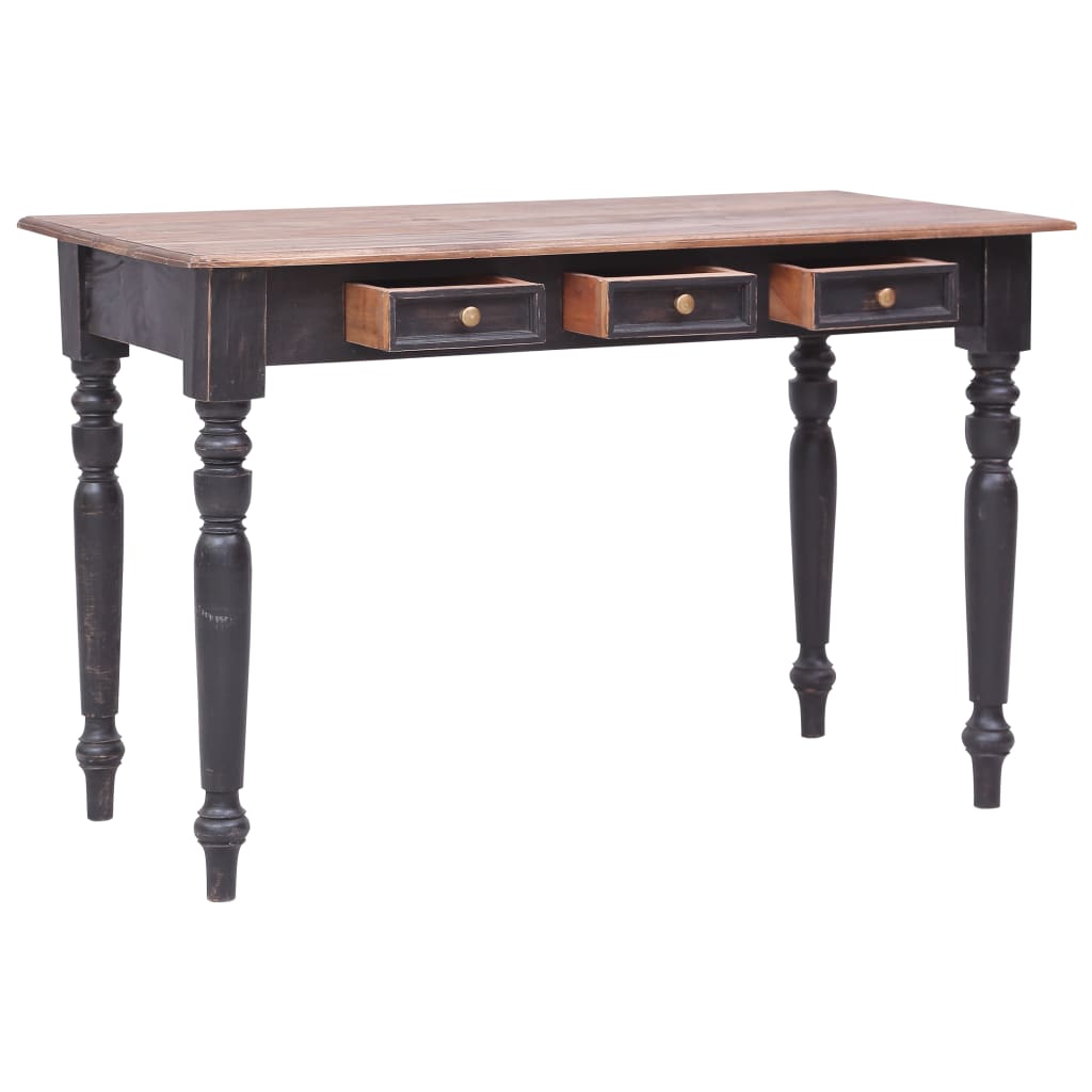vidaXL Biurko z 3 szufladami, 117 x 57 x 75 cm, lite drewno mahoniowe