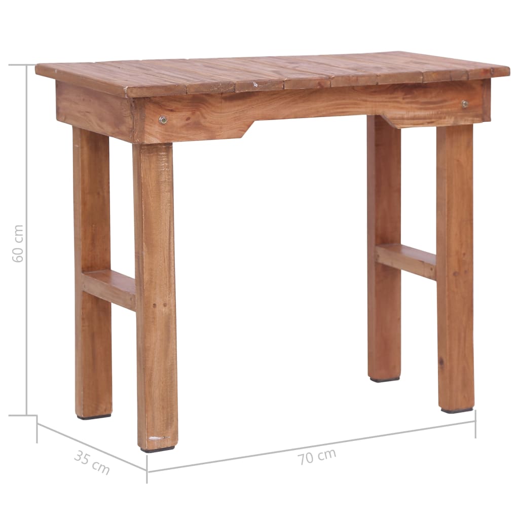 vidaXL Stolik, 70 x 35 x 60 cm, lite drewno mahoniowe