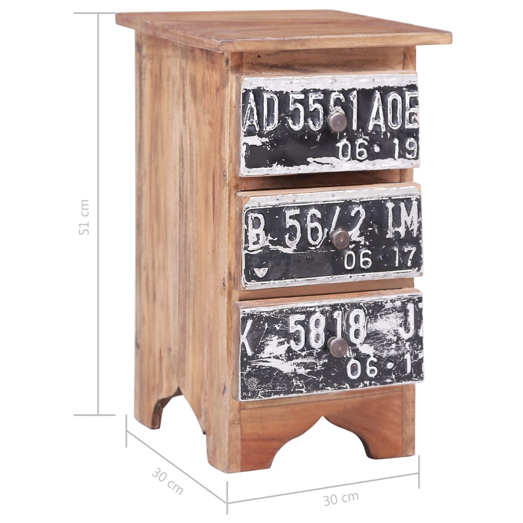 vidaXL Szafka nocna, 30x30x51 cm, lite drewno mahoniowe