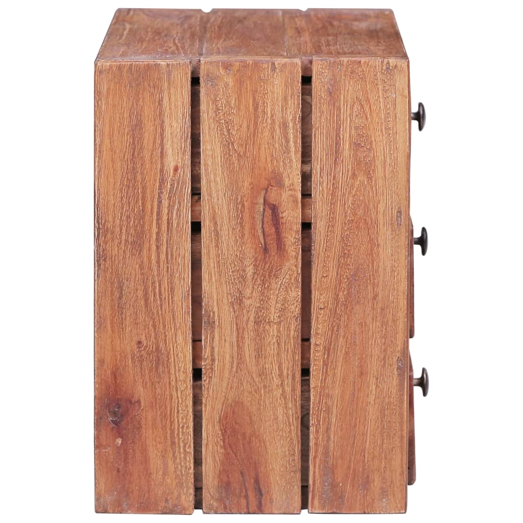 vidaXL Szafka nocna, 3 szuflady, 35x25x35 cm, lite drewno z mahoniowe