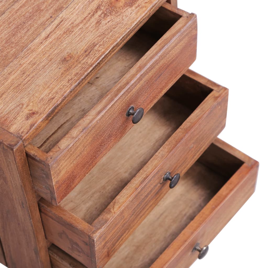 vidaXL Szafka nocna, 3 szuflady, 35x25x35 cm, lite drewno z mahoniowe