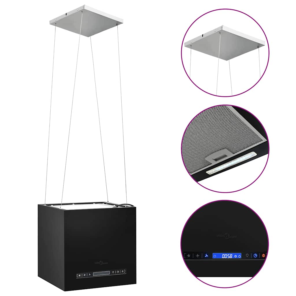 vidaXL Wiszący okap nad wyspę, dotykowy LCD, 37 cm, stal