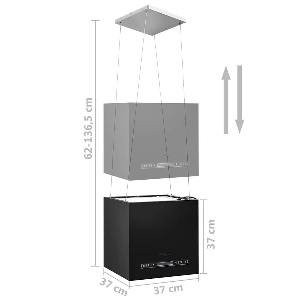 vidaXL Wiszący okap nad wyspę, dotykowy LCD, 37 cm, stal