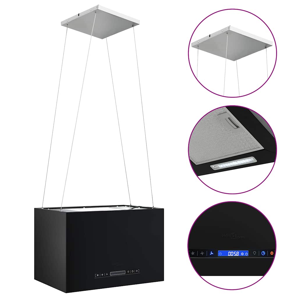 vidaXL Wiszący okap nad wyspę, dotykowy LCD, 55 cm, stalowy